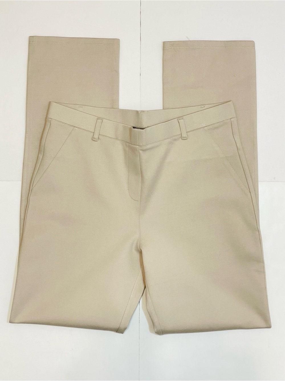 Quince Ultra-Stretch Ponte Classic Straight Leg Pants Beige Size Large